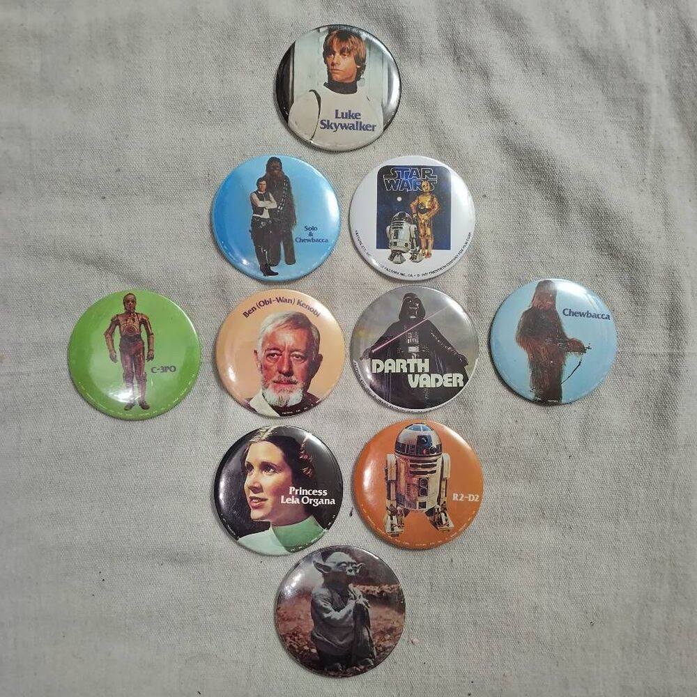 Star Wars vintage 1977 pinback button 10 piece set